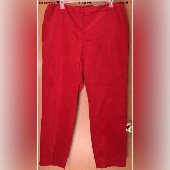 Talbots Pants Women’s Hampshire Velvet Ankle Straight Leg Red Plus Size 20W - Picture 1 of 4